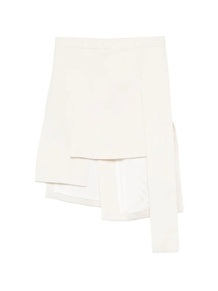 Setchu Asymmetric Layered Skirt - Brown 