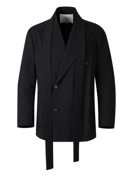  Setchu Double-breasted Tie-detail Blazer - Black 