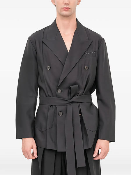  Setchu Origami Double-breasted Belted Blazer - Black 