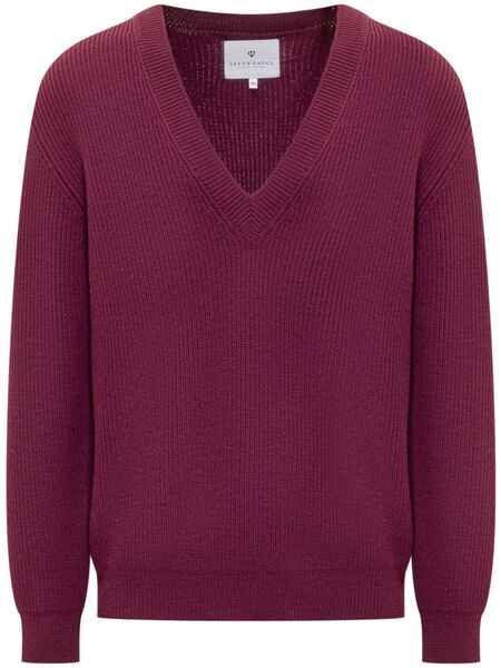  Seven Gauge V-neck Jumper - Red 