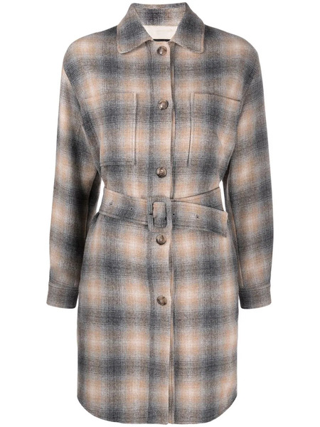  Seventy Check Belted Coat - Grey 