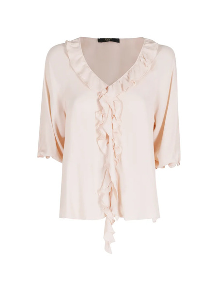  Seventy Ruffled V-neck Top - Neutrals 