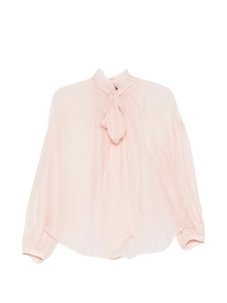  Seventy Tie-neck Long-sleeved Blouse - Pink 