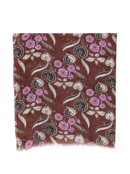  Sgombero Cantine Floral Fringed Scarf - Brown 
