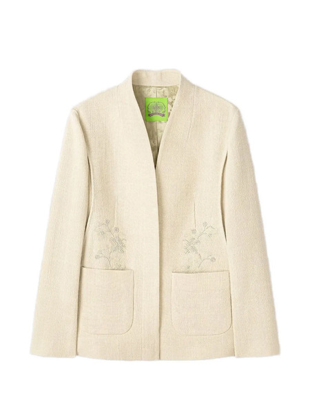  Shanghai Tang Beaded-pocket Blazer - Neutrals 