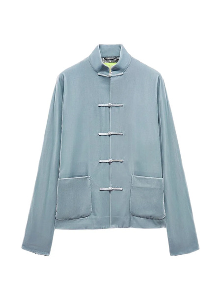  Shanghai Tang Tang Denim Pocket Jacket - Blue 