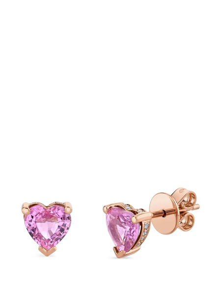 Shay Sapphire Heart-shape Studs Earrings - Pink 
