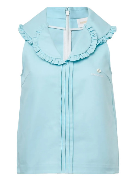  Shushu/tong Double-collar Sleeveless Blouse - Blue 