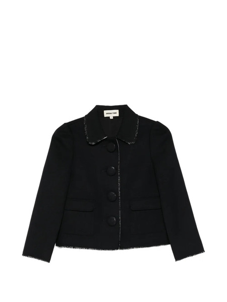 Shushu/tong Frayed Collared Jacket - Black 