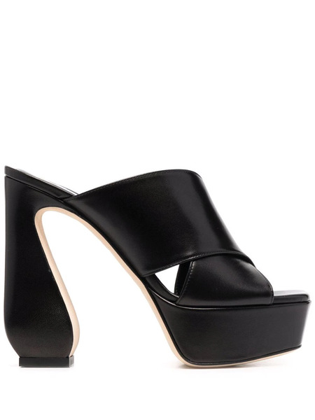  Si Rossi 90mm Platform Leather Mules - Black 