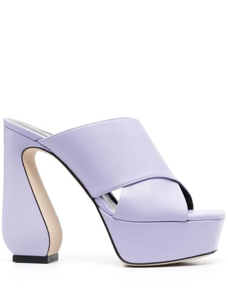  Si Rossi Platform Leather Sandals - Purple 