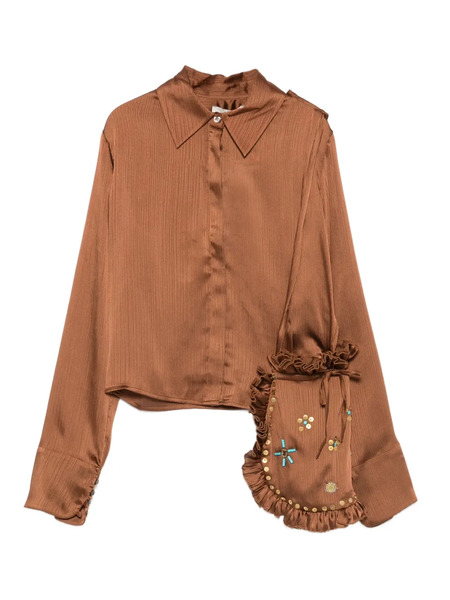  Siedres Pointed-collar Buttoned Blouse - Brown 