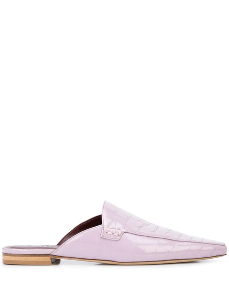  Sies Marjan Crocodile-embossed Flat Mules - Pink 