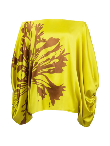  Silvia Tcherassi Bellagio Print Gathered Blouse - Yellow 