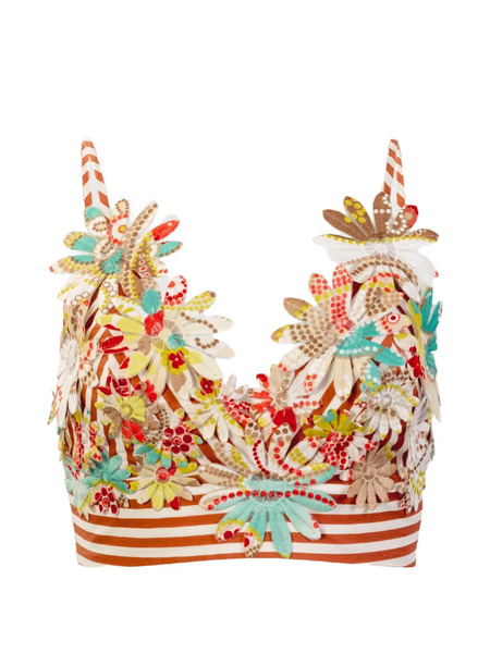  Silvia Tcherassi Ibbie Flower Striped Top - Neutrals 