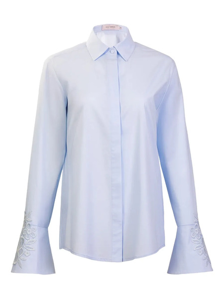  Silvia Tcherassi Neve Flared Embroidered Shirt - Blue 