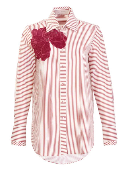  Silvia Tcherassi Premium Striped Floral Shirt - Red 