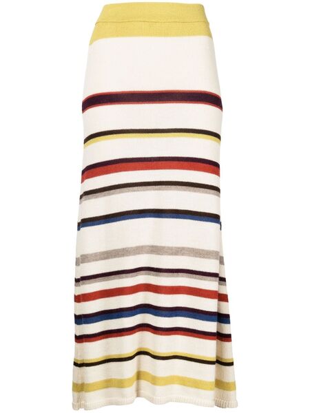  Silvia Tcherassi Striped Knit Midi Skirt - Neutrals 