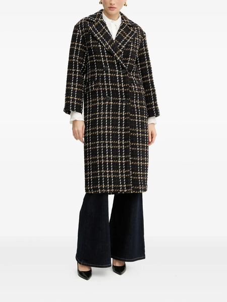  Silvian Heach Check Double-breasted Coat - Black 