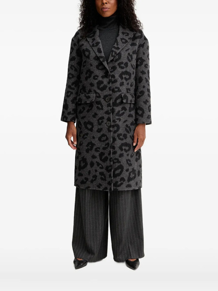  Silvian Heach Leopard-print Pocket Coat - Grey 