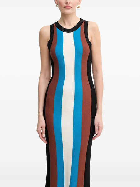  Silvian Heach Striped-pattern Fringe Maxi Dress - Blue 