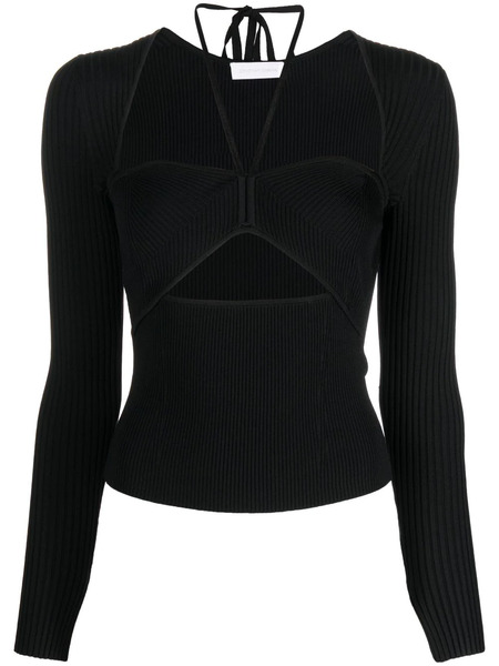  Simkhai Alexia Neck-tie Ribbed Top - Black 