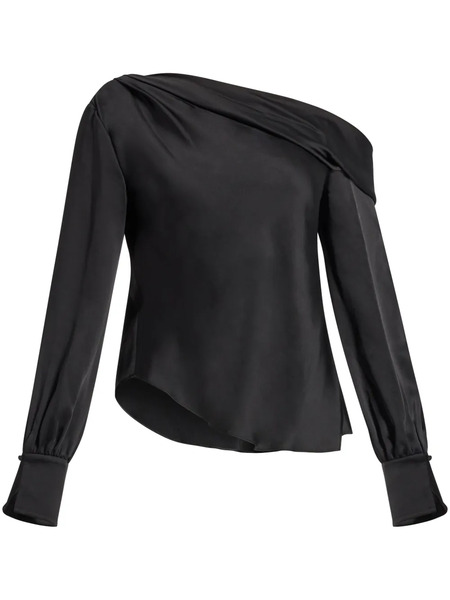  Simkhai Alice Cold-shoulder Satin Blouse - Black 