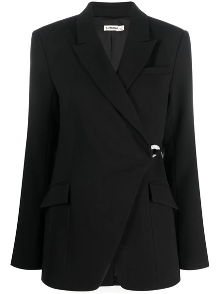  Simkhai Eva Crossover-neck Clasp-fastening Blazer - Black 