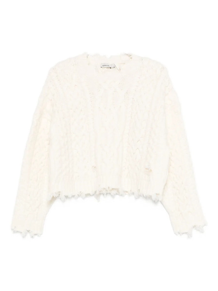  Simkhai Felix Cable-knit Frayed Knitwear - White 