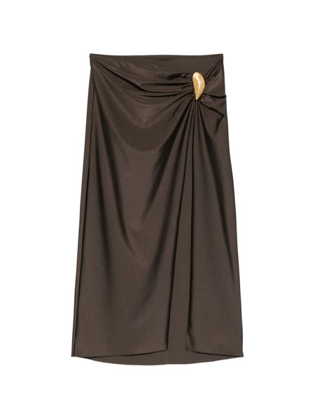  Simkhai Gathered Embellished Midi Skirt - Brown 