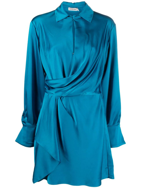  Simkhai Talid Draped Satin Minidress - Blue 