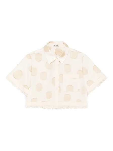  Simkhai Topanga Polka-dot Frayed Shirt - Neutrals 