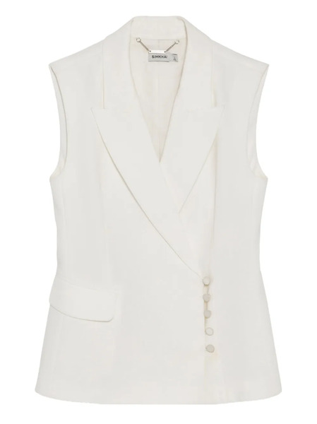  Simkhai Valarie Crossover-front Blazer Vest - White 