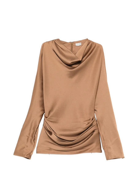  Simkhai Victoria Draped Cowl-neck Top - Brown 