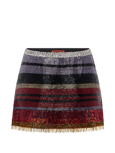  Simon Miller Beaded Striped Mini Skirt - Red 