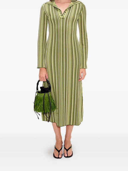  Simon Miller Collared Striped Midi Dress - Green 