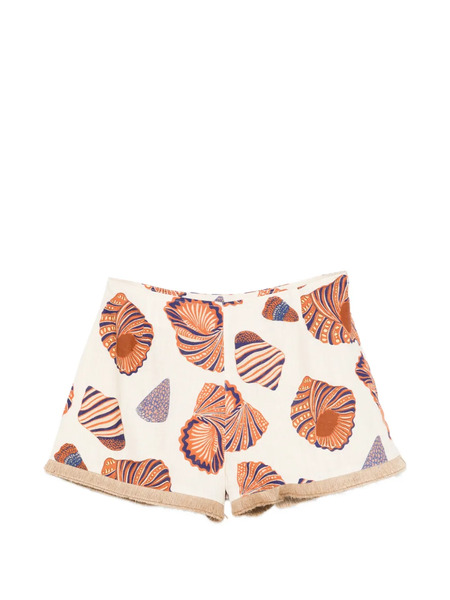  Simon Miller Shell-print Fringe Shorts - Neutrals 
