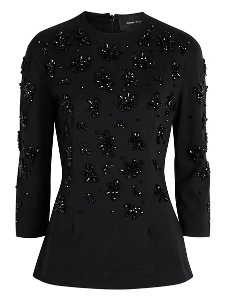  Simone Rocha Bead-embellished Long-sleeve Top - Black 