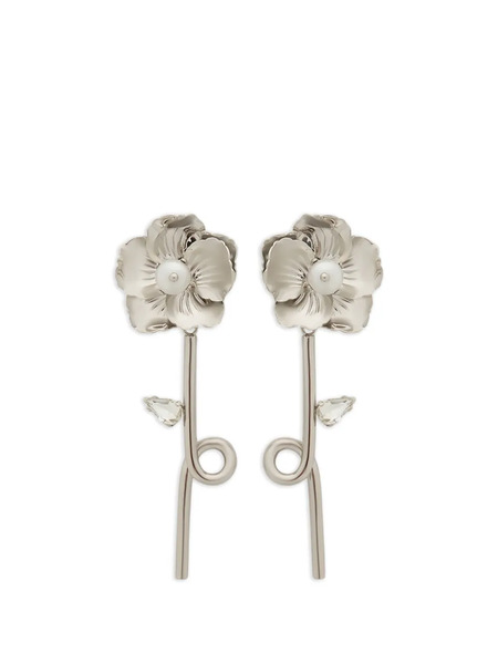  Simone Rocha Blooming Poppy Hoop Earrings - Silver 
