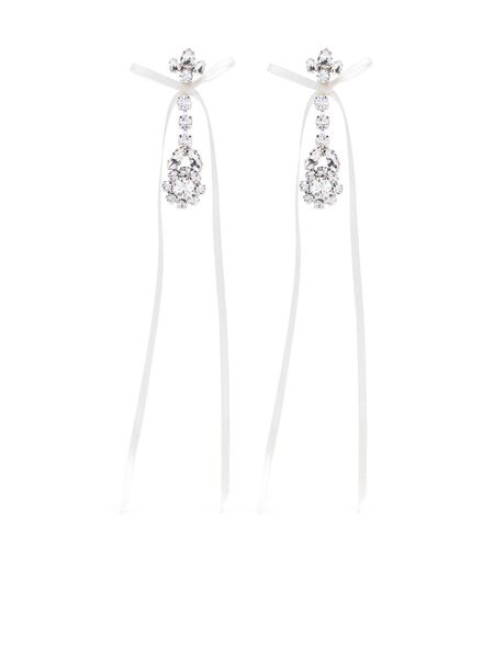  Simone Rocha Bow Ribbon Drop Earrings - White 