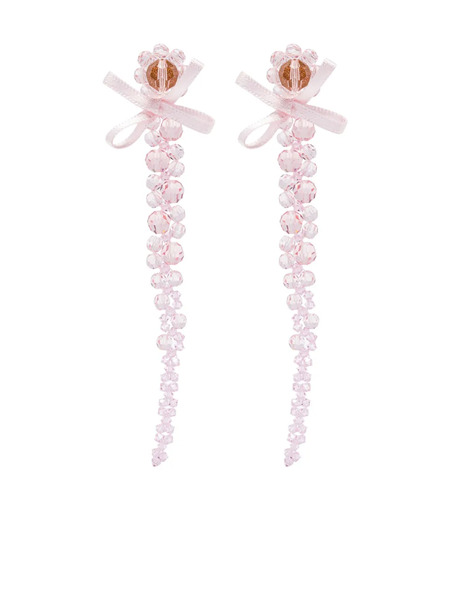  Simone Rocha Crystal-beaded Bow Earrings - Pink 