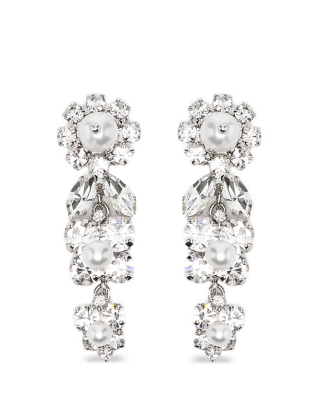  Simone Rocha Daisy-motif Crystal Drop Earrings - Silver 
