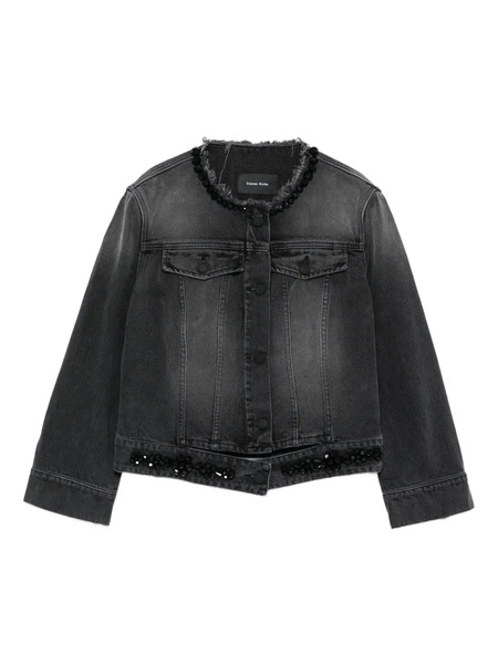  Simone Rocha Distressed Beaded Jacket - Black 