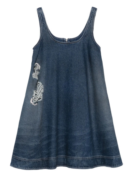  Simone Rocha Distressed-effect Denim Mini Dress - Blue 