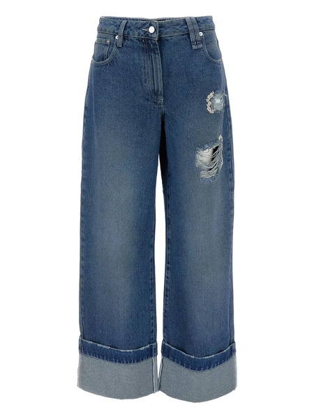  Simone Rocha Distressed Folded-cuff Denim Jeans - Blue 