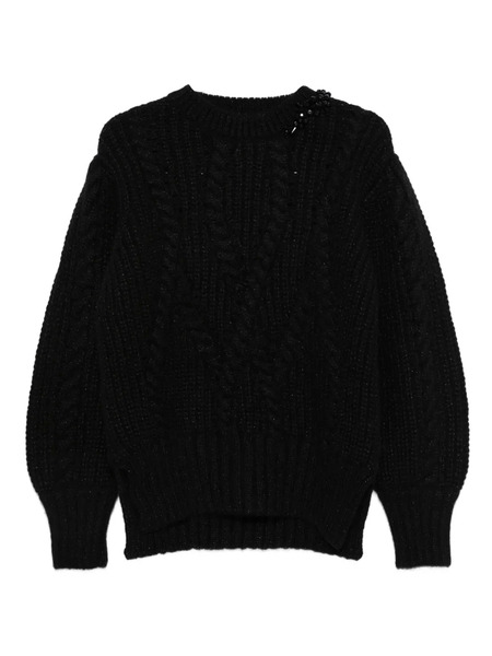  Simone Rocha Embellished Cable-knit Sweater - Black 