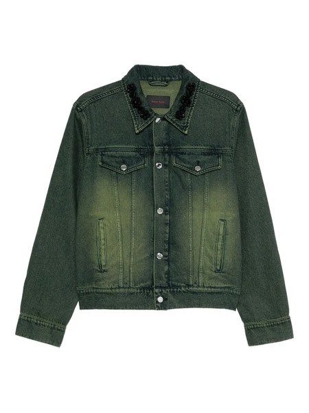  Simone Rocha Embellished-collar Denim Jacket - Green 