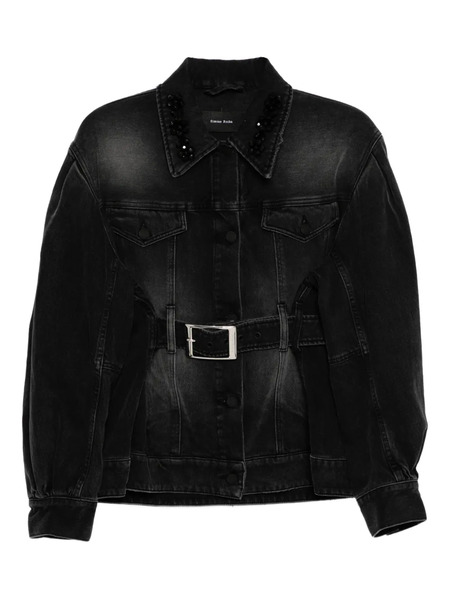  Simone Rocha Embellished Sculpted Denim Jacket - Black 