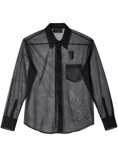  Simone Rocha Embellished Sheer Shirt - Black 