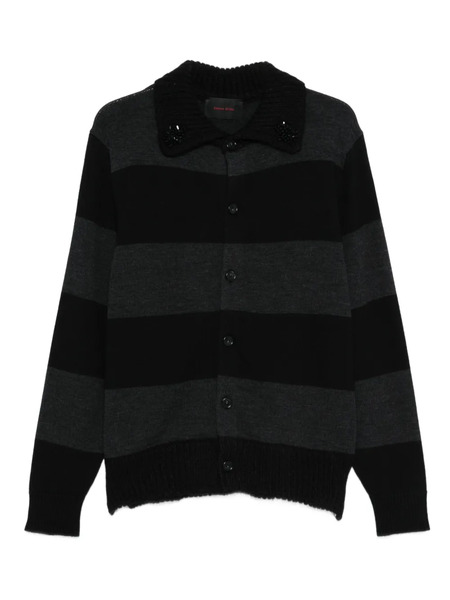  Simone Rocha Embellished Striped Cardigan - Grey 